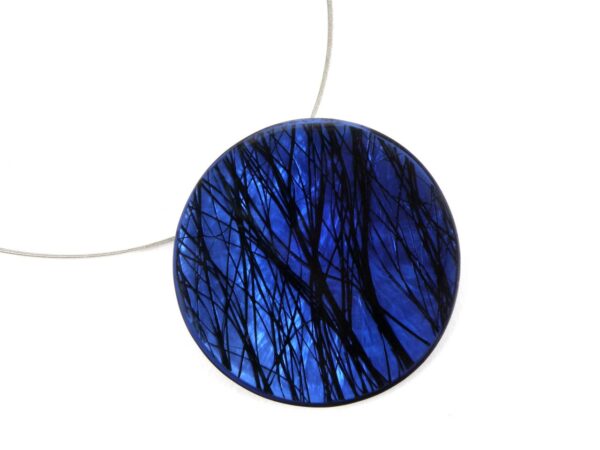 Halskette Harz blau laminiertes Perlmutt