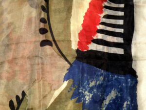 Schal Seide beige rot blau schwarz bunt abstraktes Muster