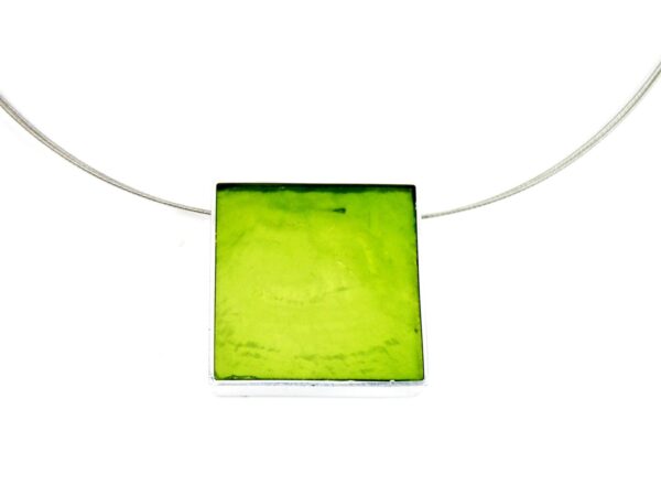 Halskette Laminiertes Perlmutt Lime und Smaragd grün beidseitig tragbar