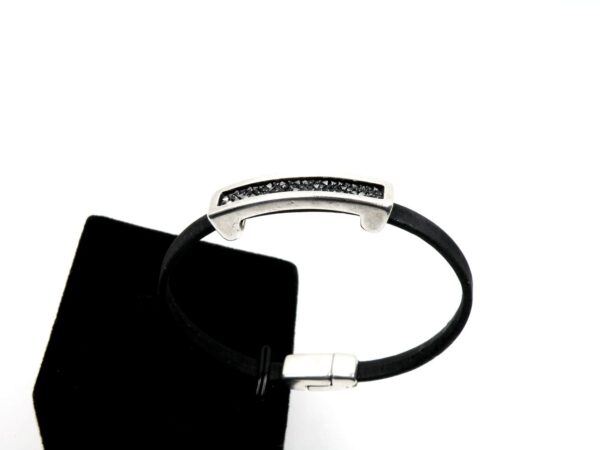 Armband Kork Swarowski Steine schwarz mit versilbertem Element
