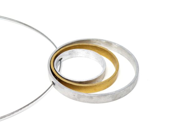 Halskette scretched Aluminium mit Anhänger Circles gold silber
