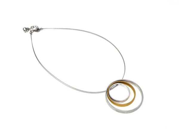 Halskette scretched Aluminium mit Anhänger Circles gold silber