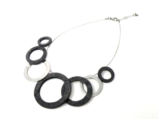 Kombination Halskette, Armband, Ohrringe und Ring Horn Harz grau RINGE