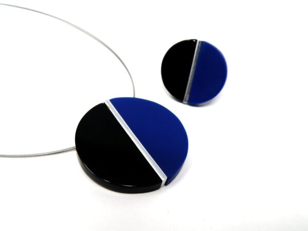 Kombination Kette und Ring Harz Farbe schwarz blau