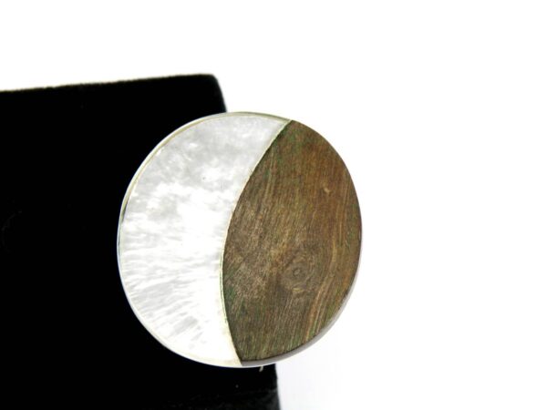 Ring Perlmutt und Holz oval