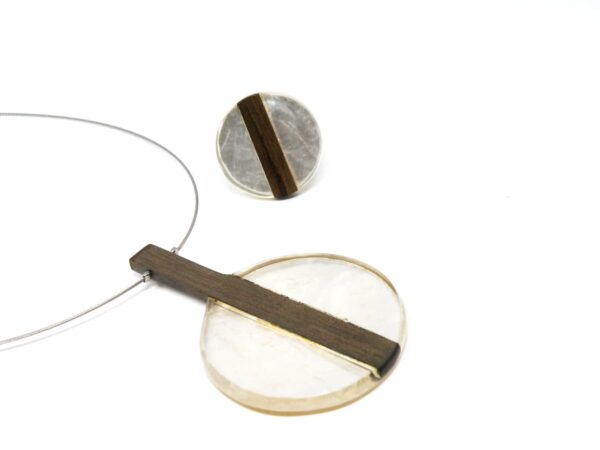 Kombination Halskette und Ring Harz mit scratched Alu