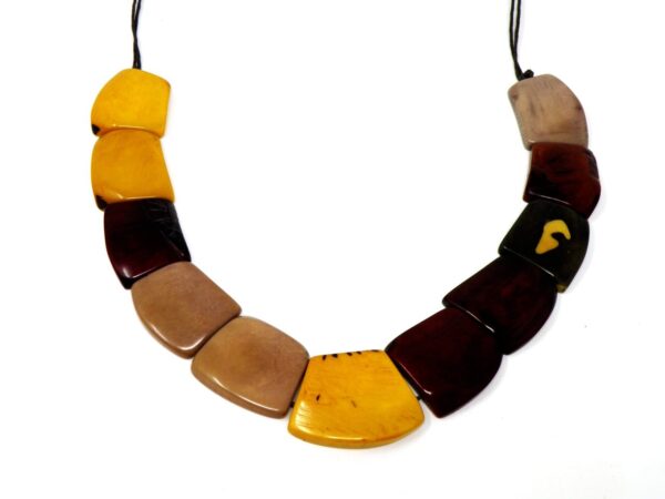 Halskette Tagua gelb braun-rot