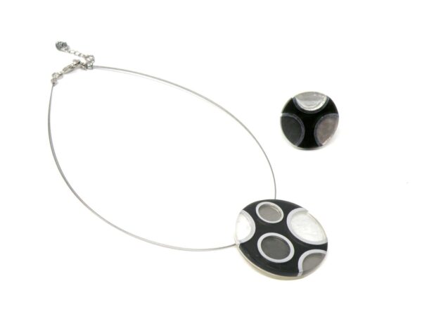 Kombination Halskette und Ring Harz und laminiertes Perlmutt Circles