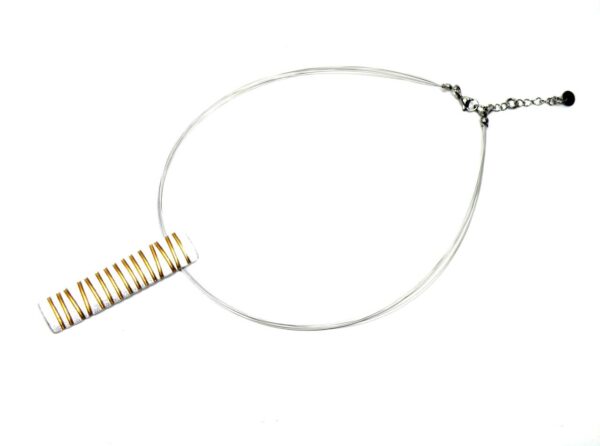 Halskette mit Anhänger Aliminium bicolor Farbe Silber und Gold