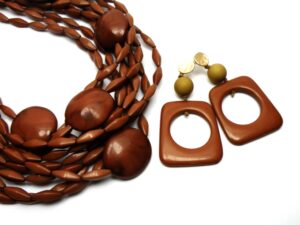 Kombination Halskette Harz braun und Ohhringe